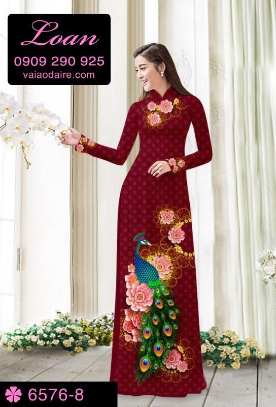 Vải áo dài chim Công