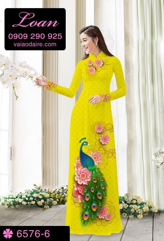 Vải áo dài chim Công