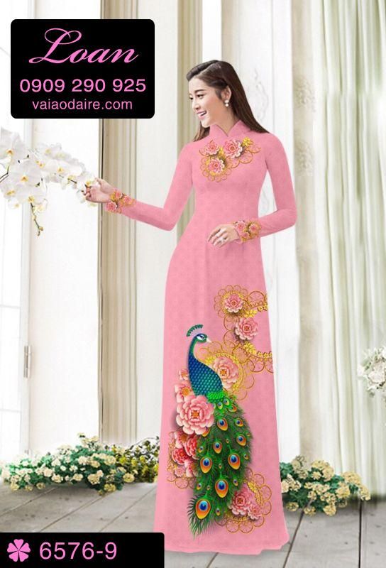 Vải áo dài chim Công