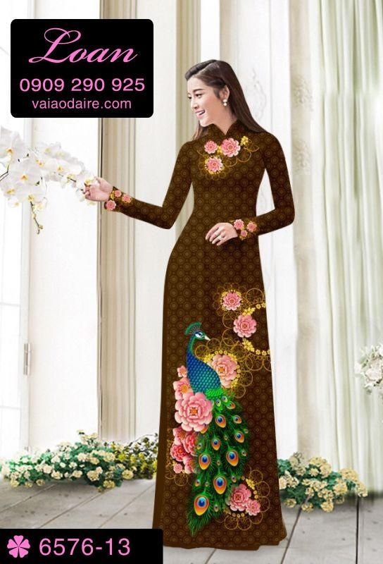Vải áo dài chim Công