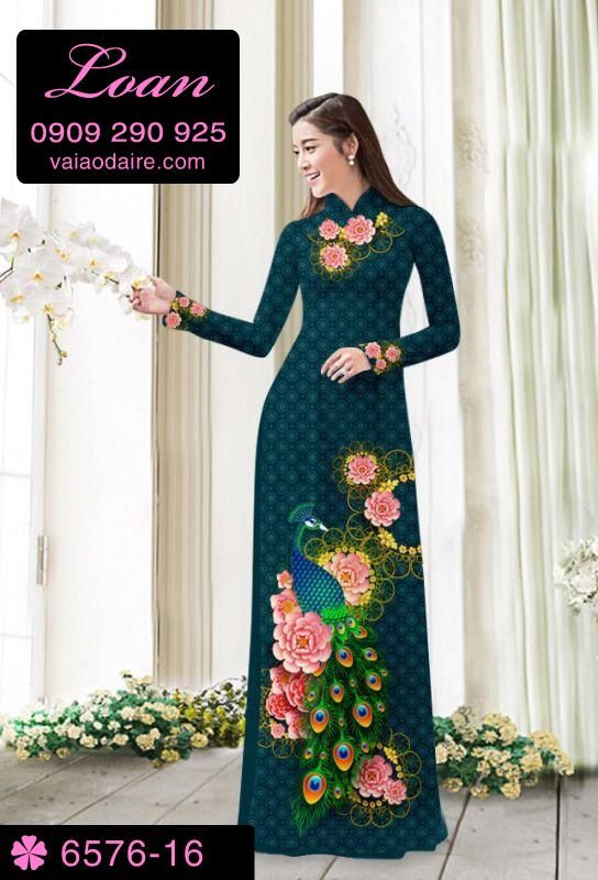 Vải áo dài chim Công