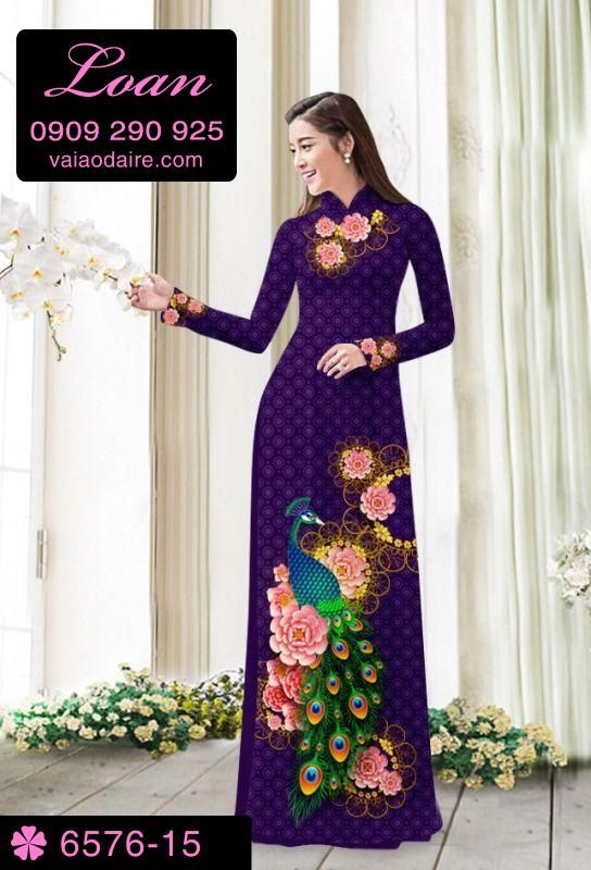 Vải áo dài chim Công
