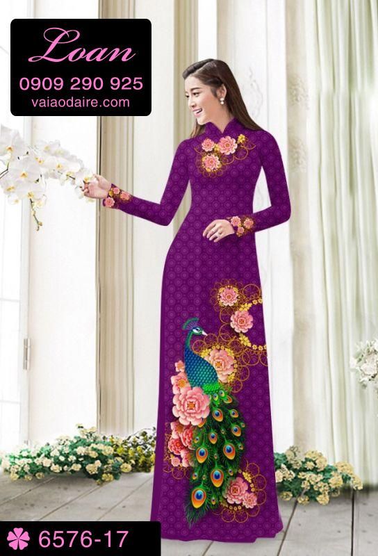Vải áo dài chim Công