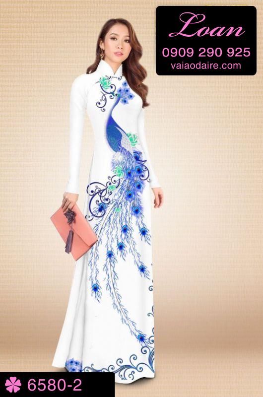 Vải áo dài chim Công