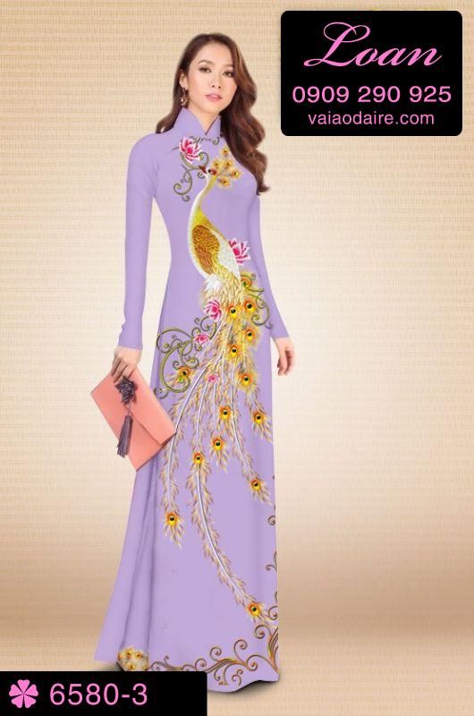 Vải áo dài chim Công