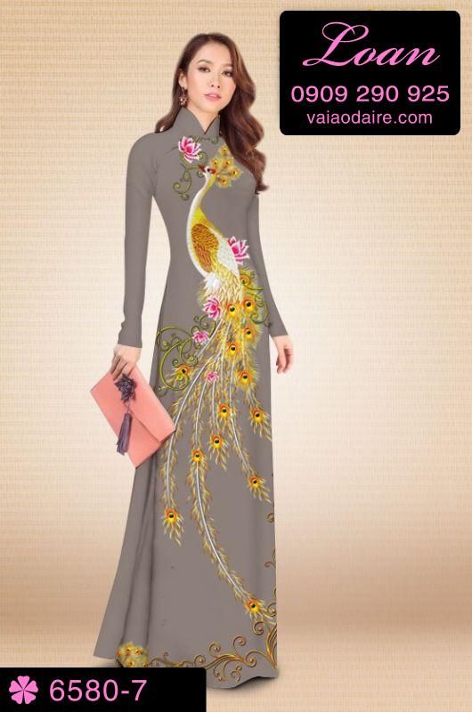 Vải áo dài chim Công