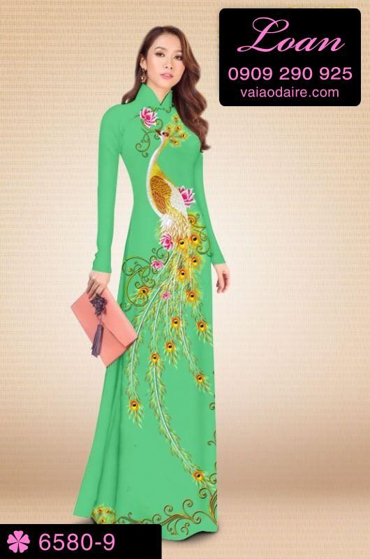 Vải áo dài chim Công