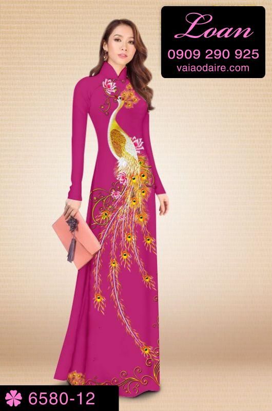 Vải áo dài chim Công