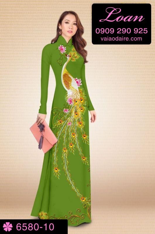 Vải áo dài chim Công