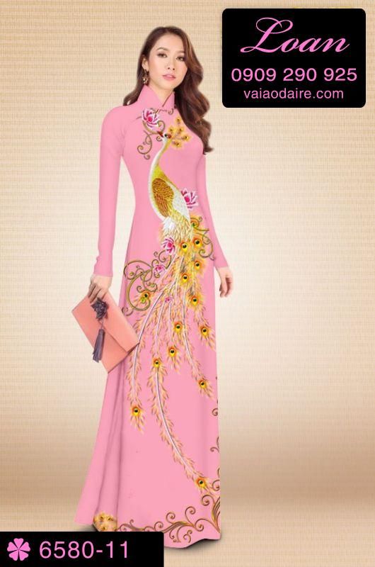Vải áo dài chim Công