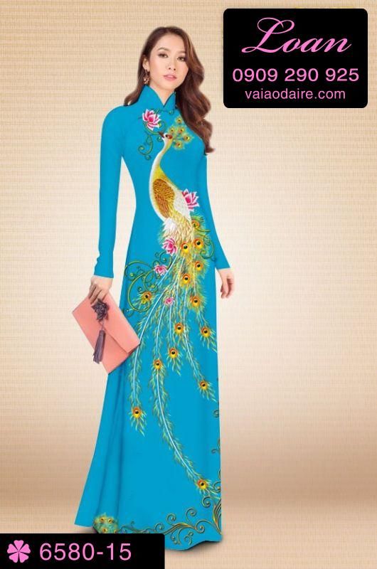 Vải áo dài chim Công