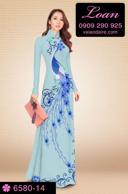 Vải áo dài chim Công