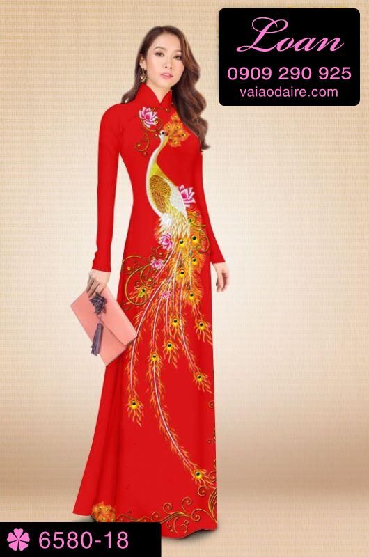 Vải áo dài chim Công