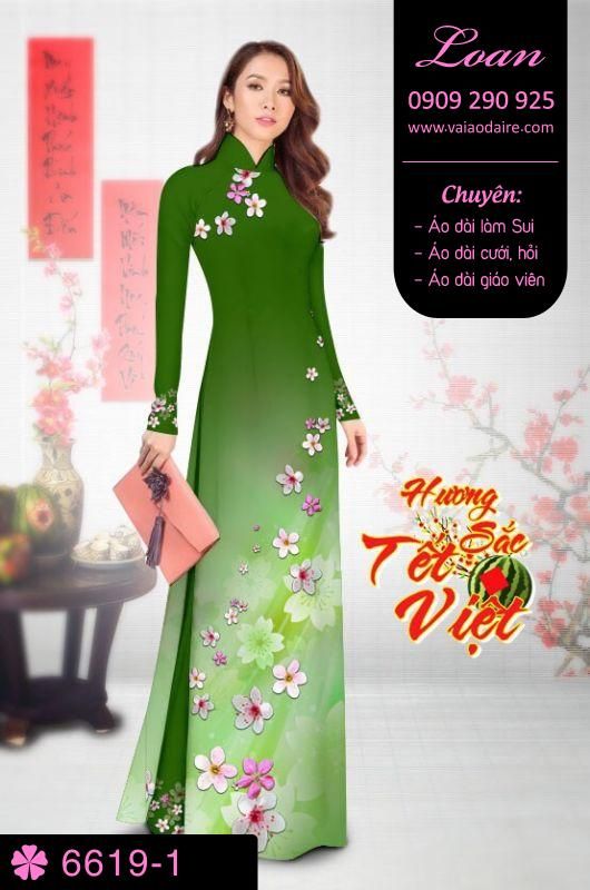 Vải áo dài hoa tết