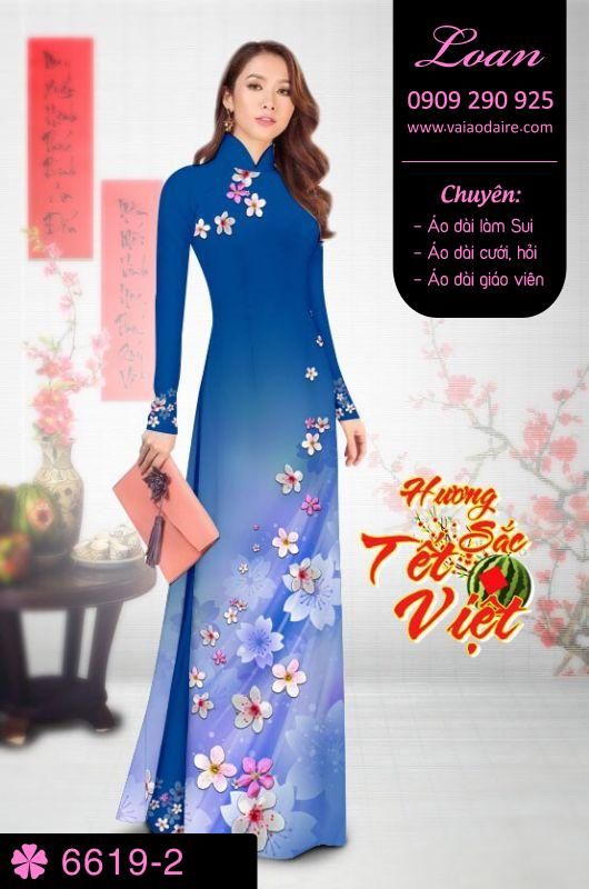 Vải áo dài hoa tết