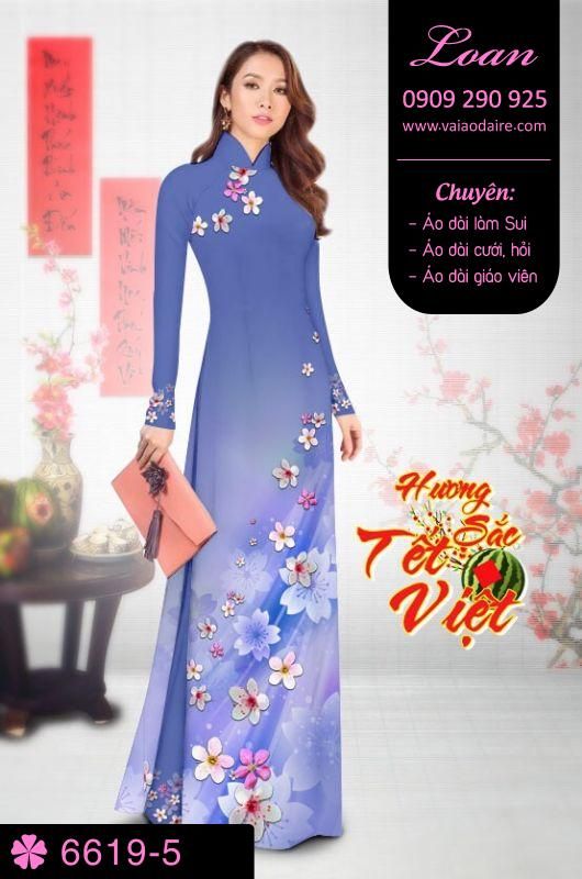 Vải áo dài hoa tết