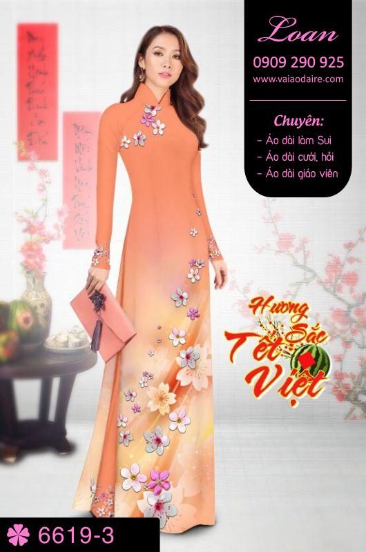 Vải áo dài hoa tết