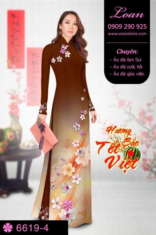 Vải áo dài hoa tết