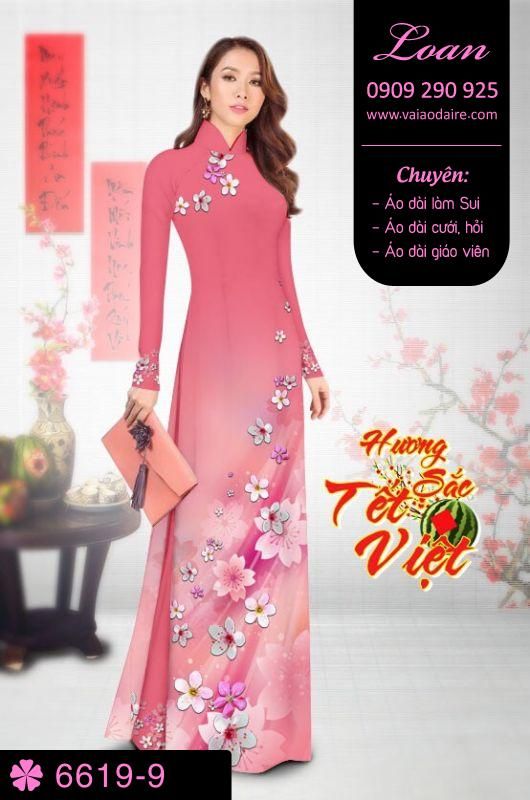 Vải áo dài hoa tết