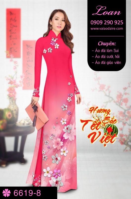 Vải áo dài hoa tết