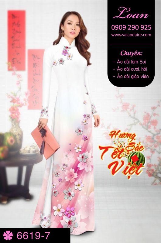 Vải áo dài hoa tết