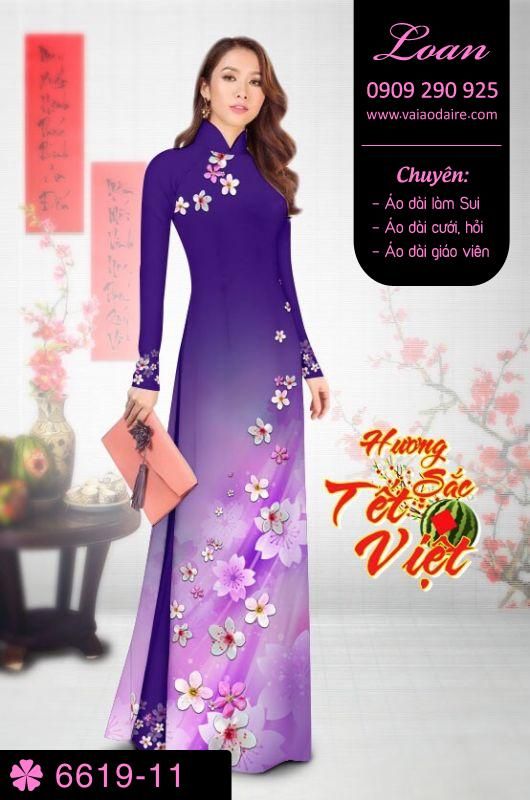 Vải áo dài hoa tết