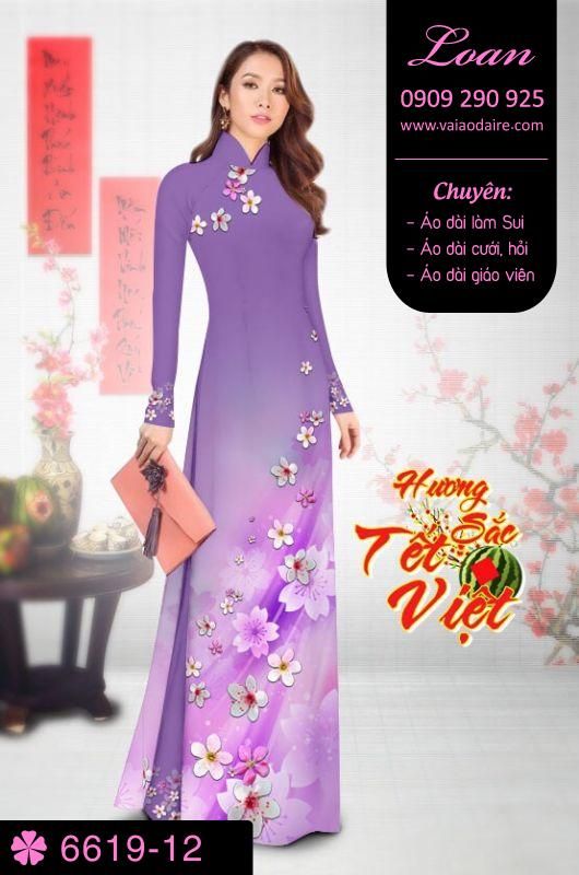 Vải áo dài hoa tết