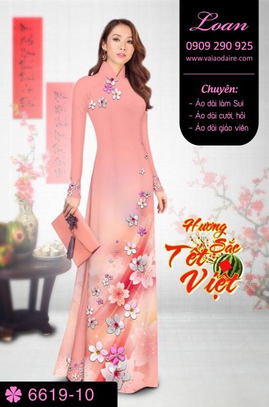 Vải áo dài hoa tết
