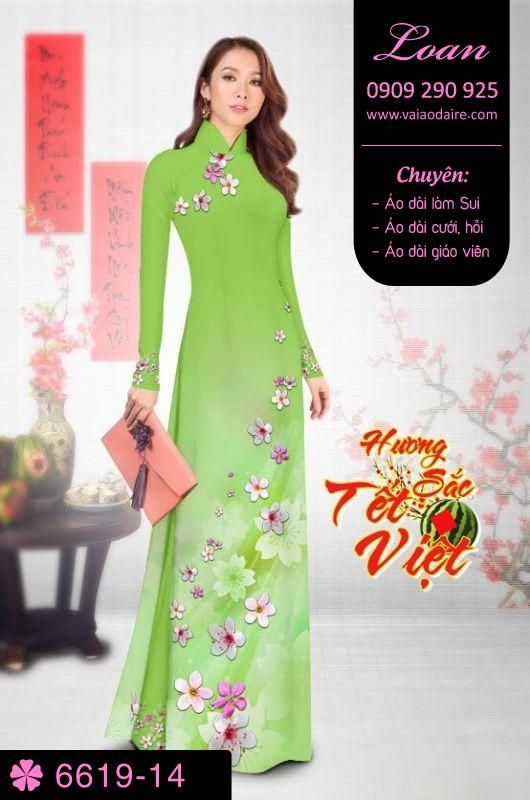 Vải áo dài hoa tết