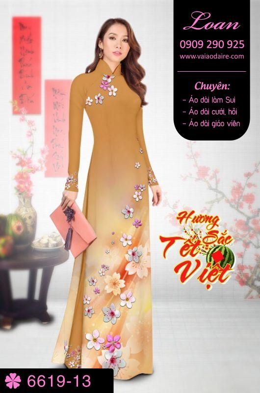 Vải áo dài hoa tết