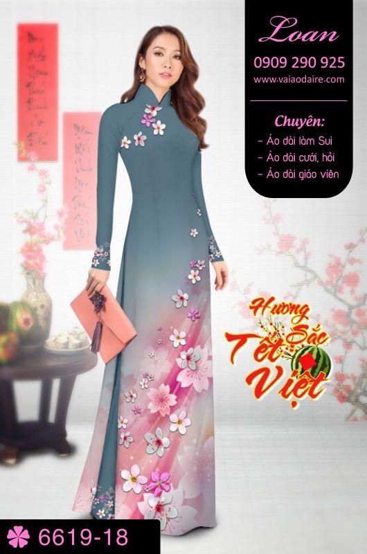 Vải áo dài hoa tết