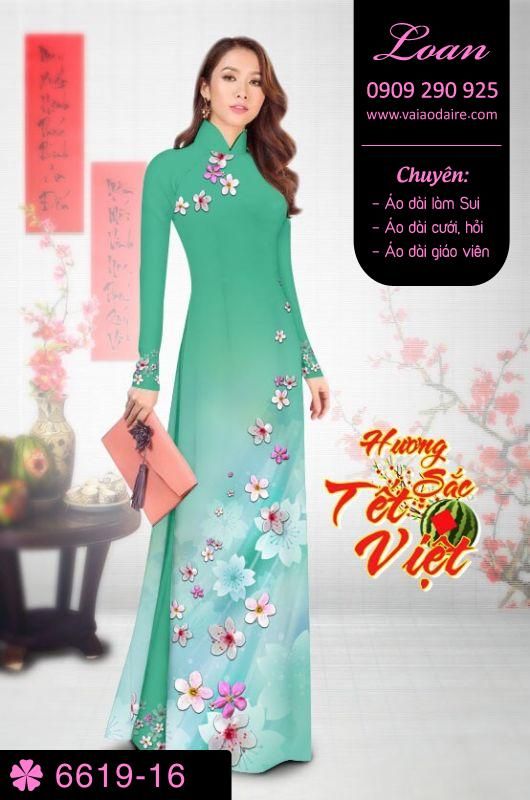 Vải áo dài hoa tết