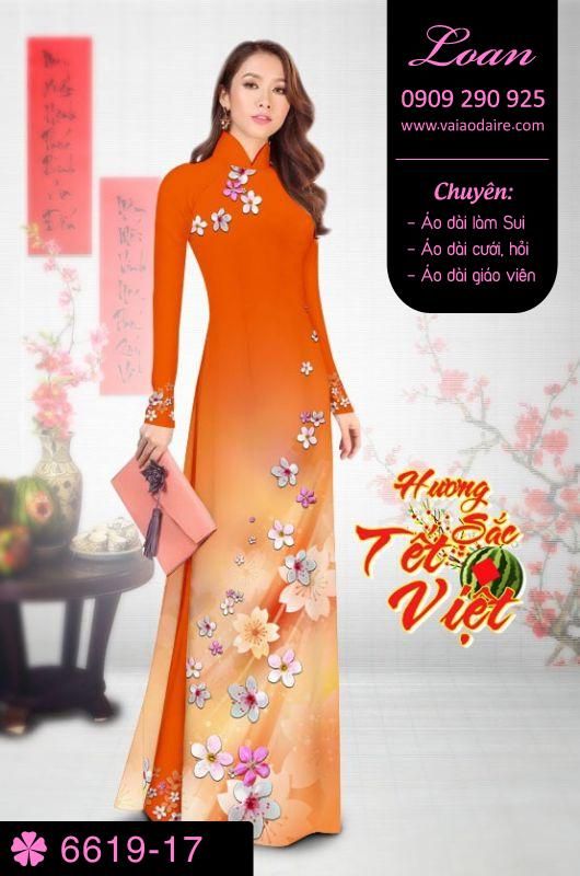 Vải áo dài hoa tết