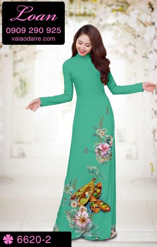 Vải áo dài hoa tết
