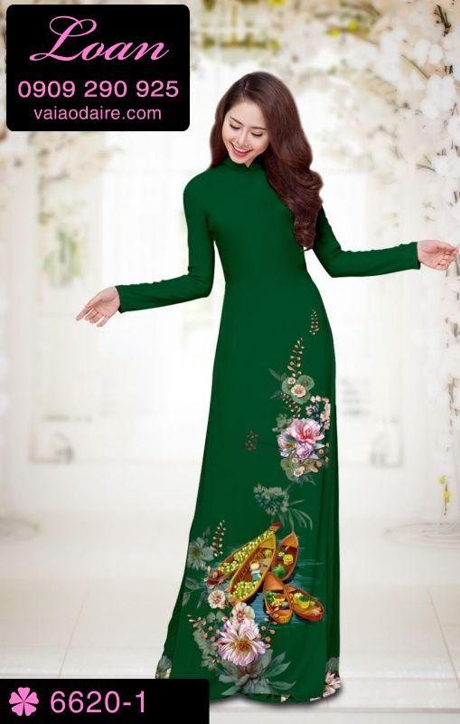 Vải áo dài hoa tết