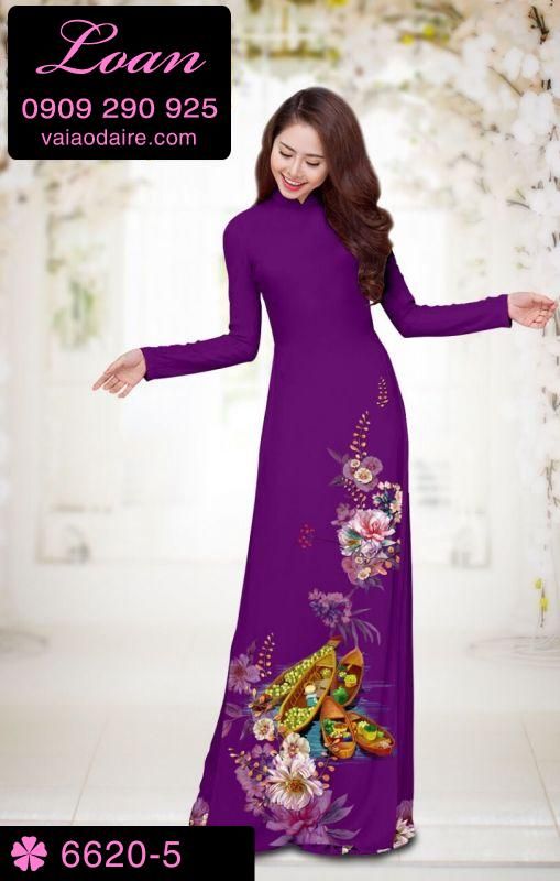 Vải áo dài hoa tết