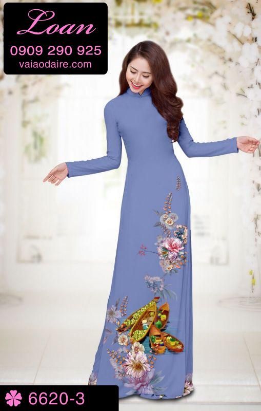 Vải áo dài hoa tết