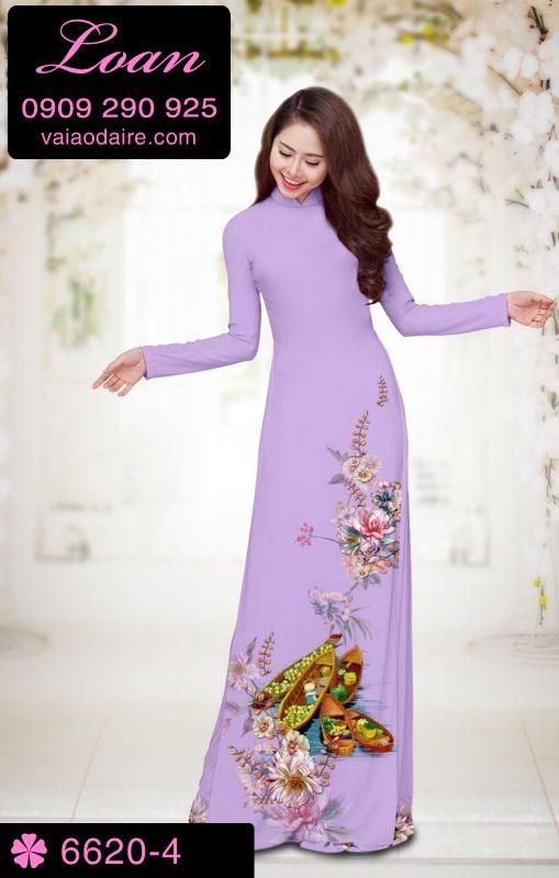 Vải áo dài hoa tết