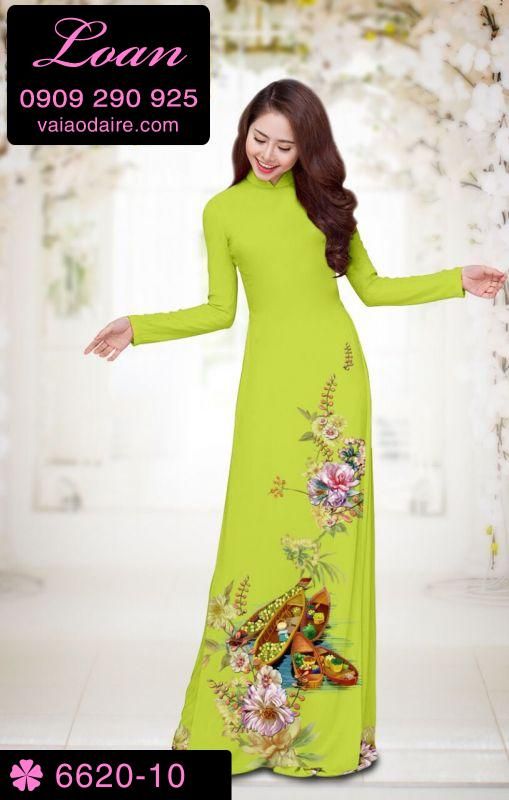 Vải áo dài hoa tết