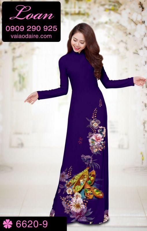Vải áo dài hoa tết