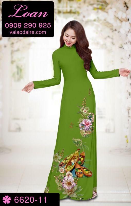 Vải áo dài hoa tết