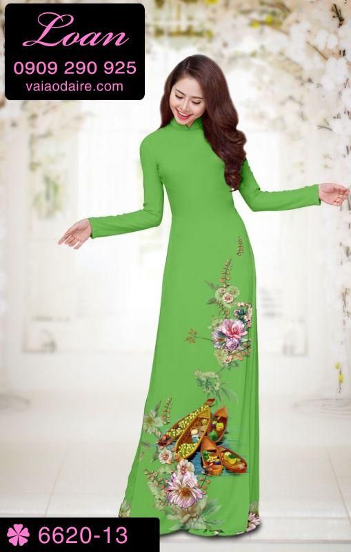 Vải áo dài hoa tết