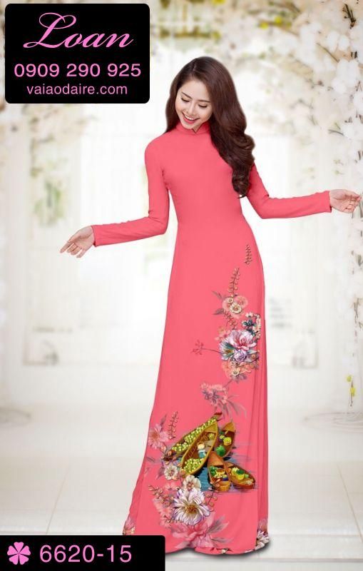 Vải áo dài hoa tết