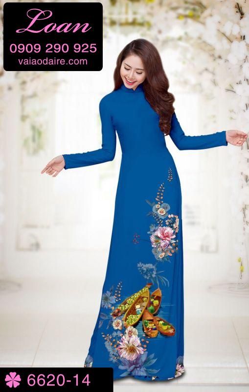 Vải áo dài hoa tết