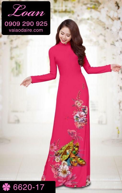 Vải áo dài hoa tết