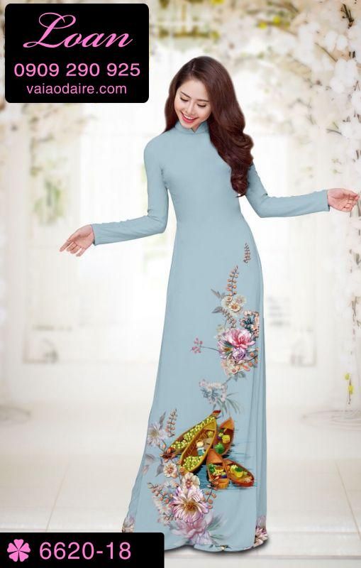 Vải áo dài hoa tết