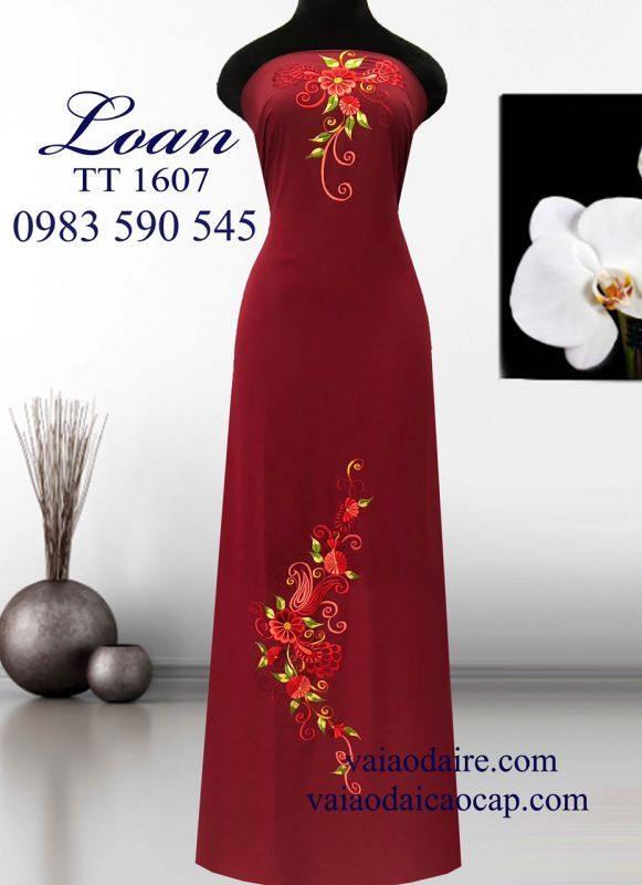 Vải áo dài thêu hoa