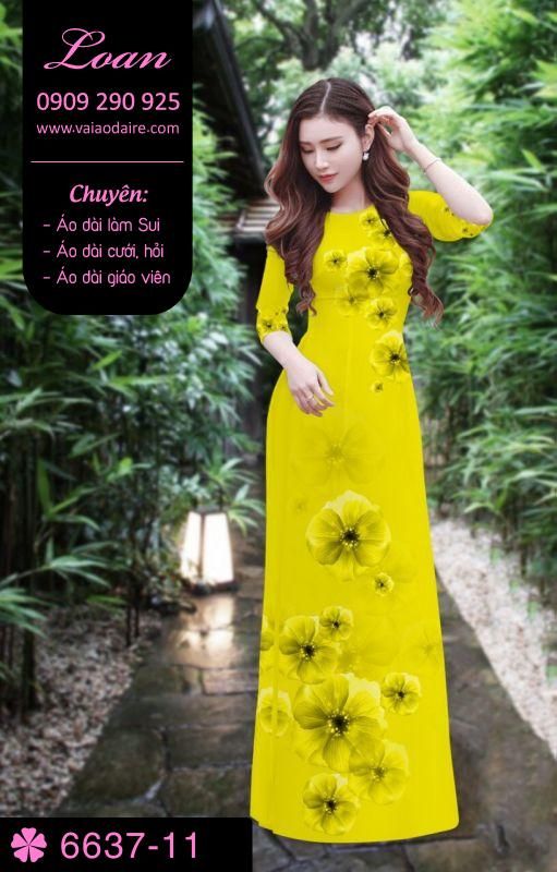 Vải áo dài hoa 3D