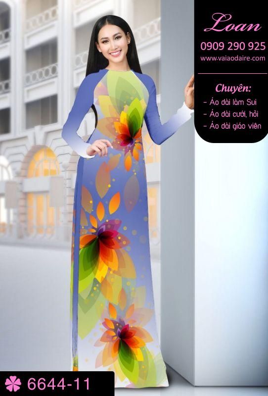 Vải áo dài hoa 3D