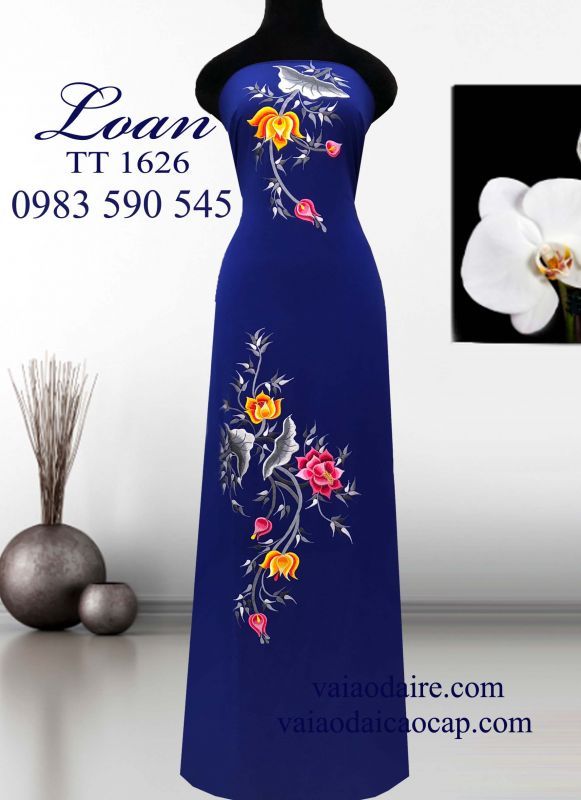 Vải áo dài thêu hoa